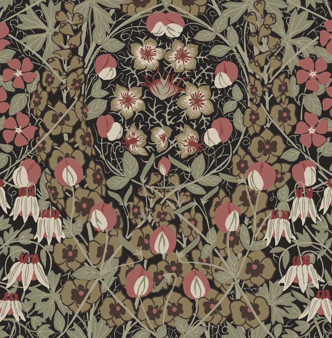 NW43806 NextWall NextWall Peel & Stick Wallpaper Tulip Garden Ebony & Red Clay