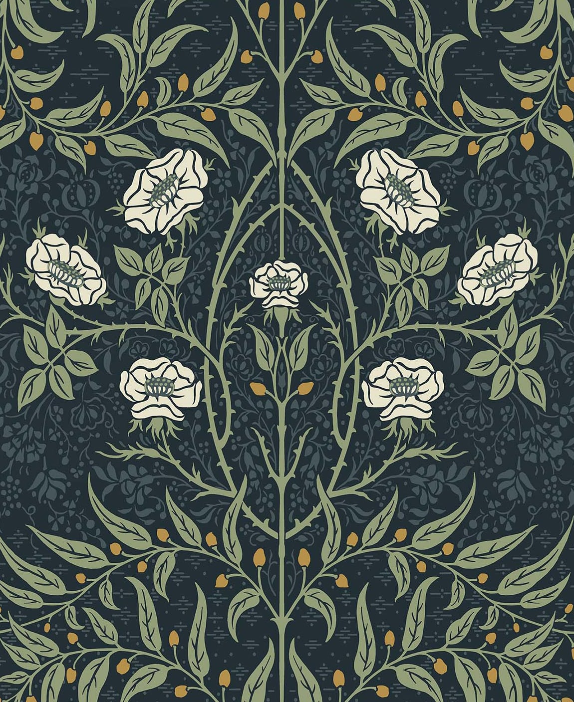 NW43902 NextWall NextWall Peel & Stick Wallpaper Stenciled Floral Navy & Sage