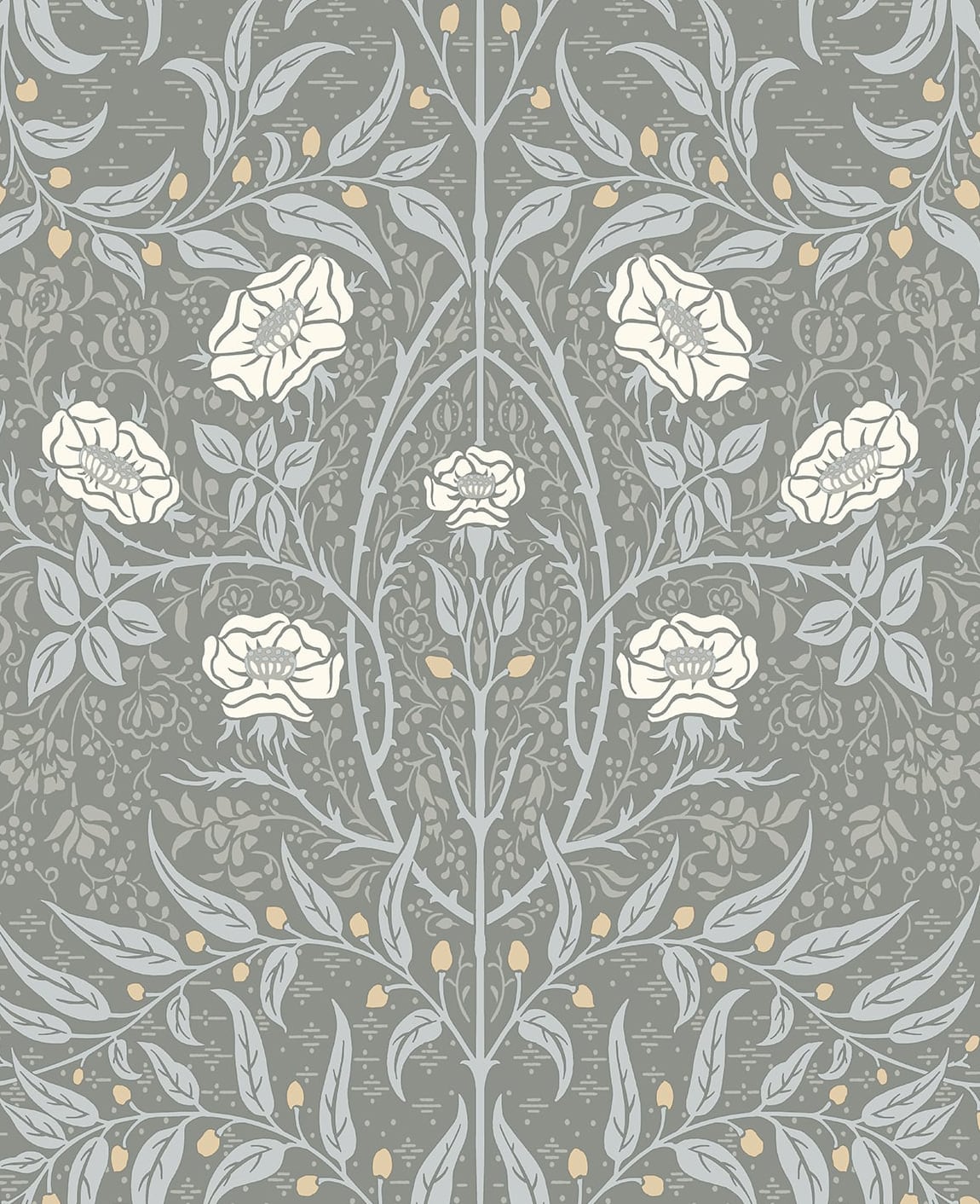NW43908 NextWall NextWall Peel & Stick Wallpaper Stenciled Floral Alloy Grey