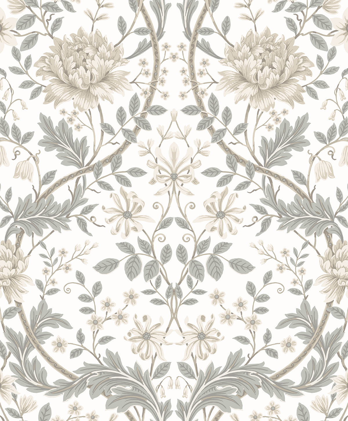 NW44600 NextWall NextWall Peel & Stick Wallpaper Honeysuckle Trail Ivory & Grey