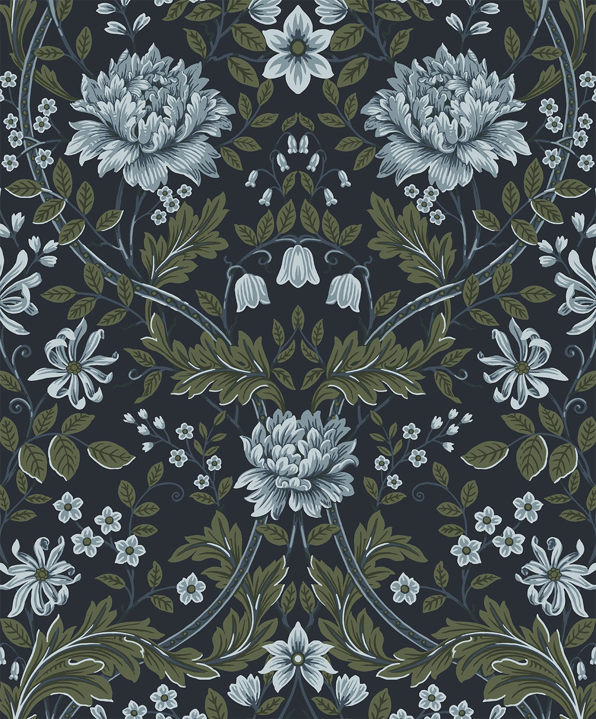 NW44602 NextWall NextWall Peel & Stick Wallpaper Honeysuckle Trail Blue & Sage