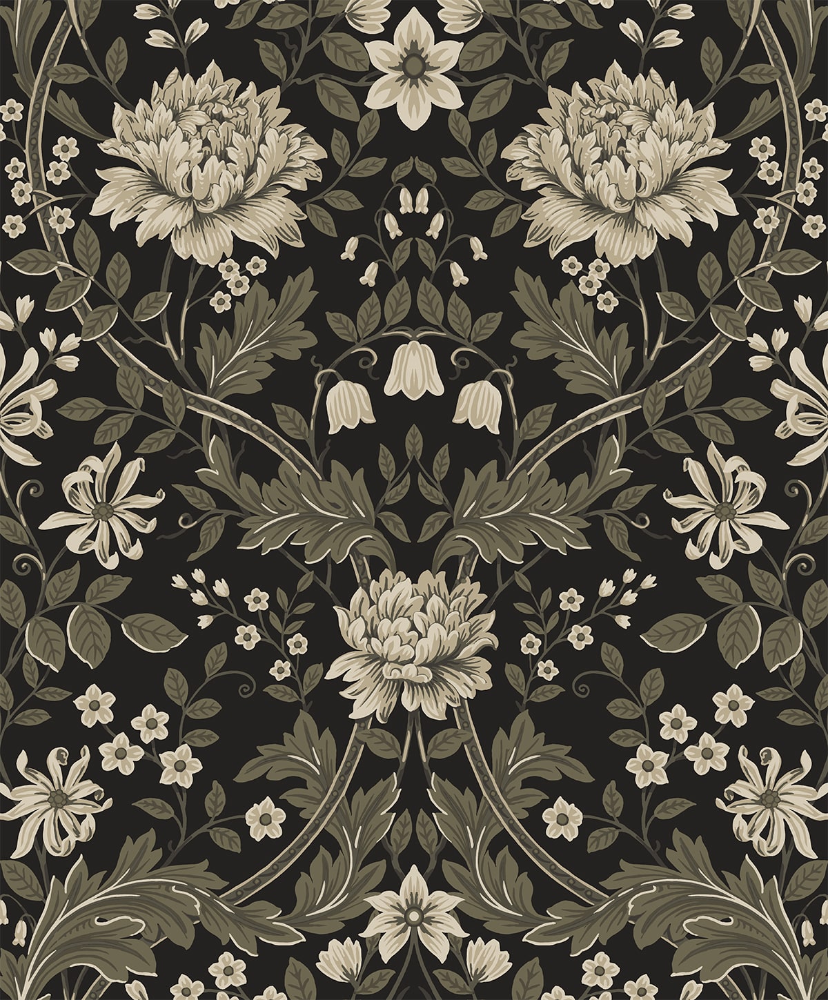 NW44610 NextWall NextWall Peel & Stick Wallpaper Honeysuckle Trail Ebony & Pavestone
