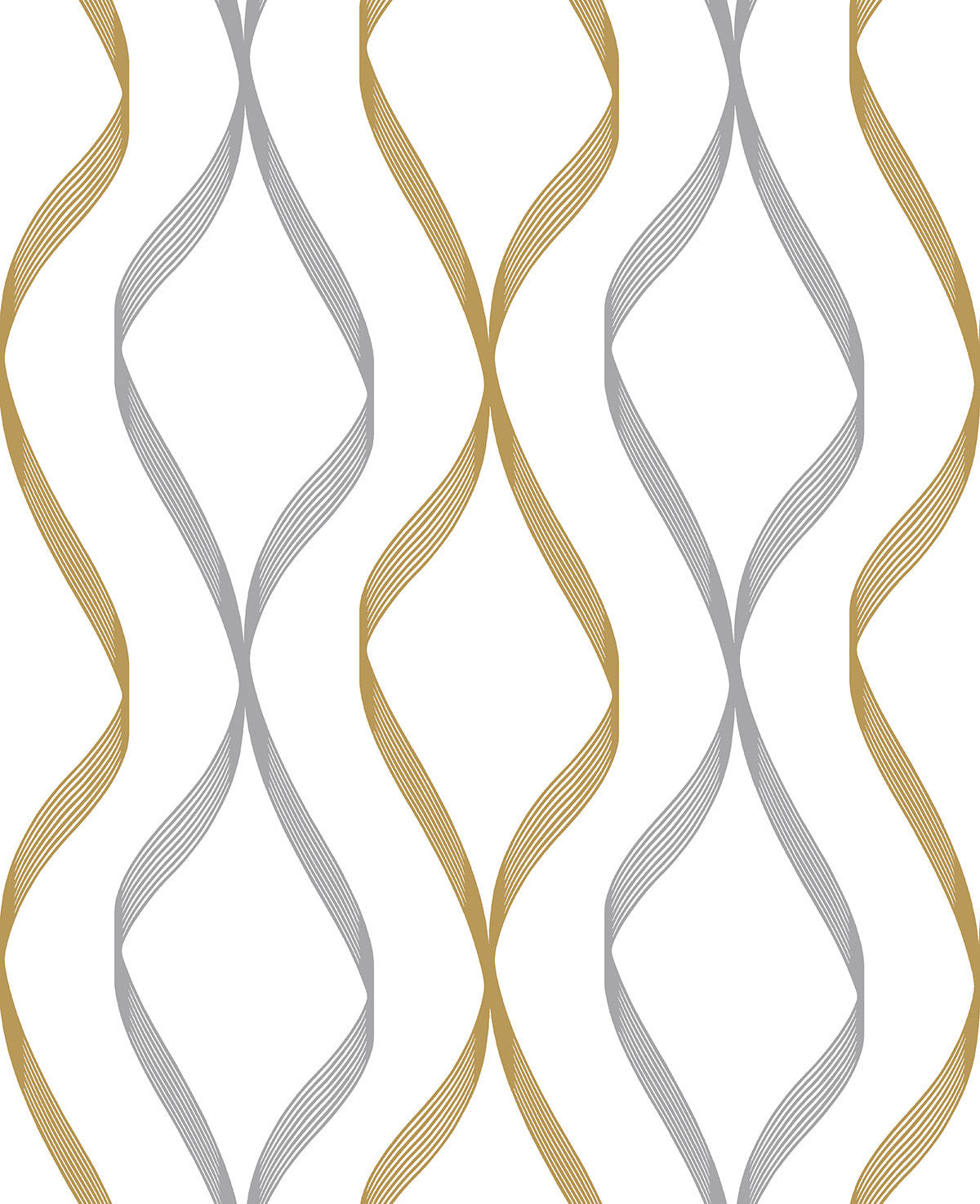 NW45105 NextWall NextWall Peel & Stick Wallpaper Ogee Ribbon Silver & Gold