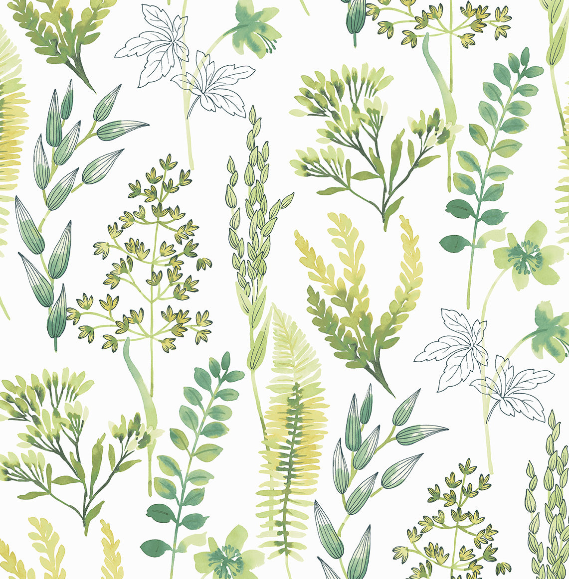 NW45412 NextWall NextWall Peel & Stick Wallpaper Wild Garden Lemon Lime