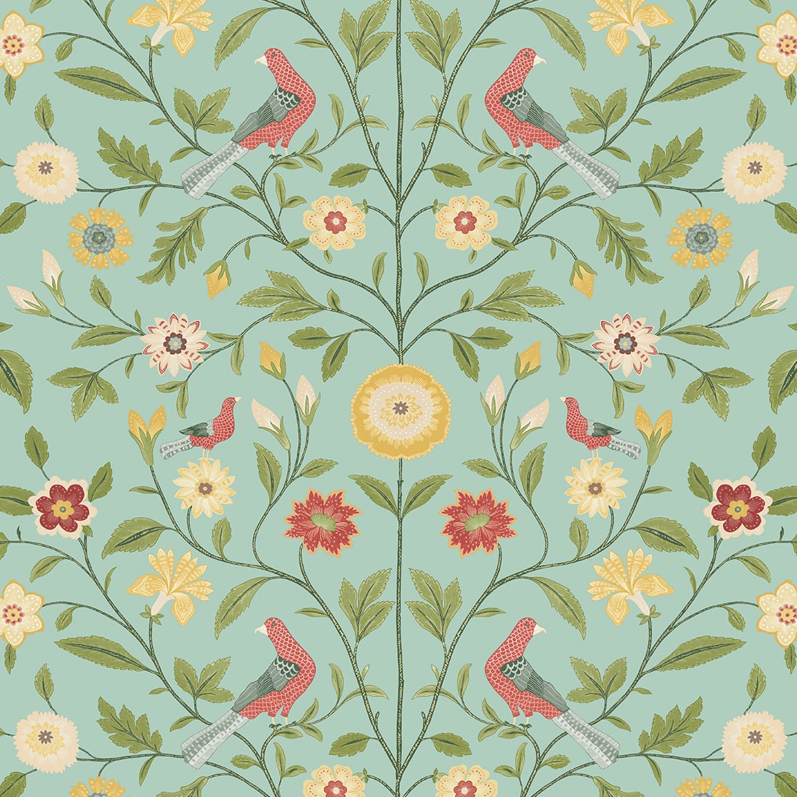 NW45904 NextWall NextWall Peel & Stick Wallpaper Bird Toile Aquamarine