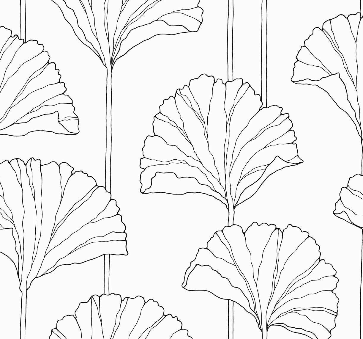 NW47200 NextWall NextWall Peel & Stick Wallpaper Gingko Leaf Ebony
