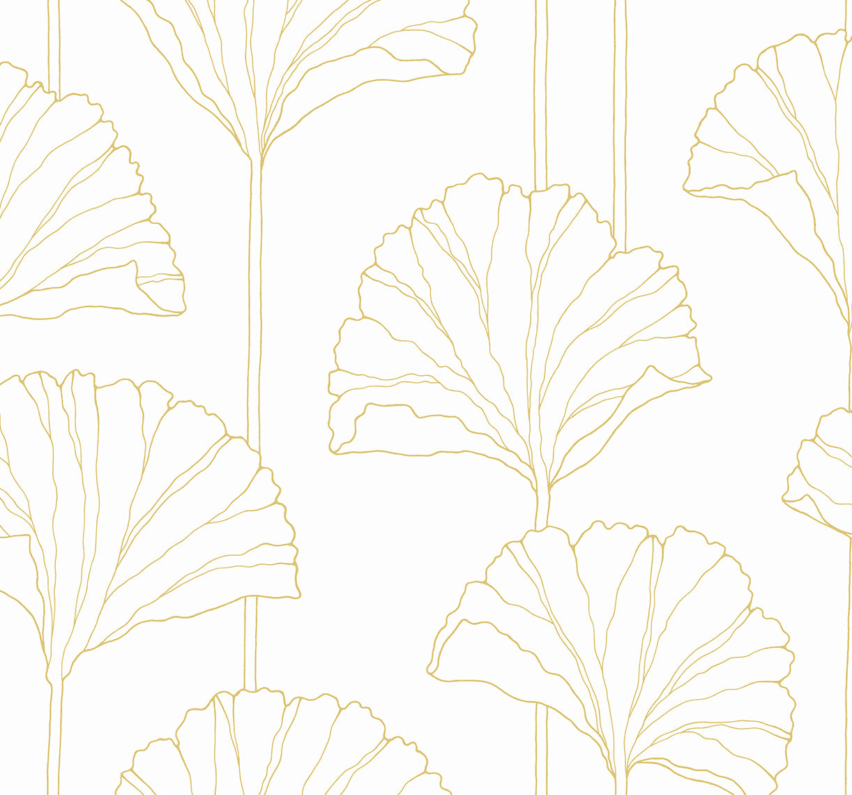 NW47205 NextWall NextWall Peel & Stick Wallpaper Gingko Leaf Metallic Gold
