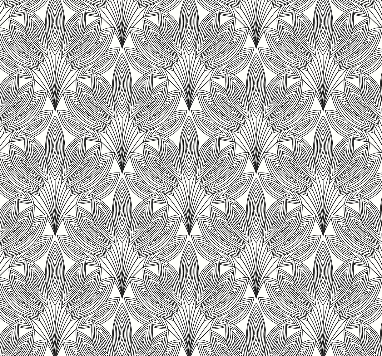 NW47300 NextWall NextWall Peel & Stick Wallpaper Peacock Leaves Ebony