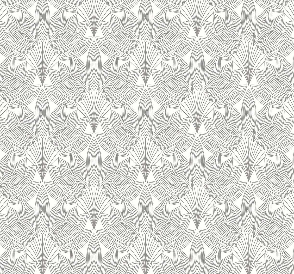 NW47308 NextWall NextWall Peel & Stick Wallpaper Peacock Leaves Metallic Silver