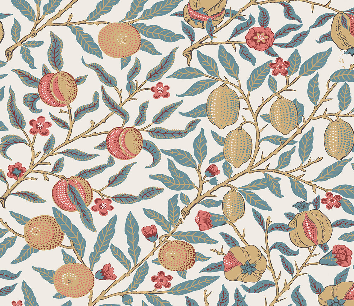 NW48004 NextWall NextWall Peel & Stick Wallpaper Pomegranate Moonstone Blue & Light Ochre