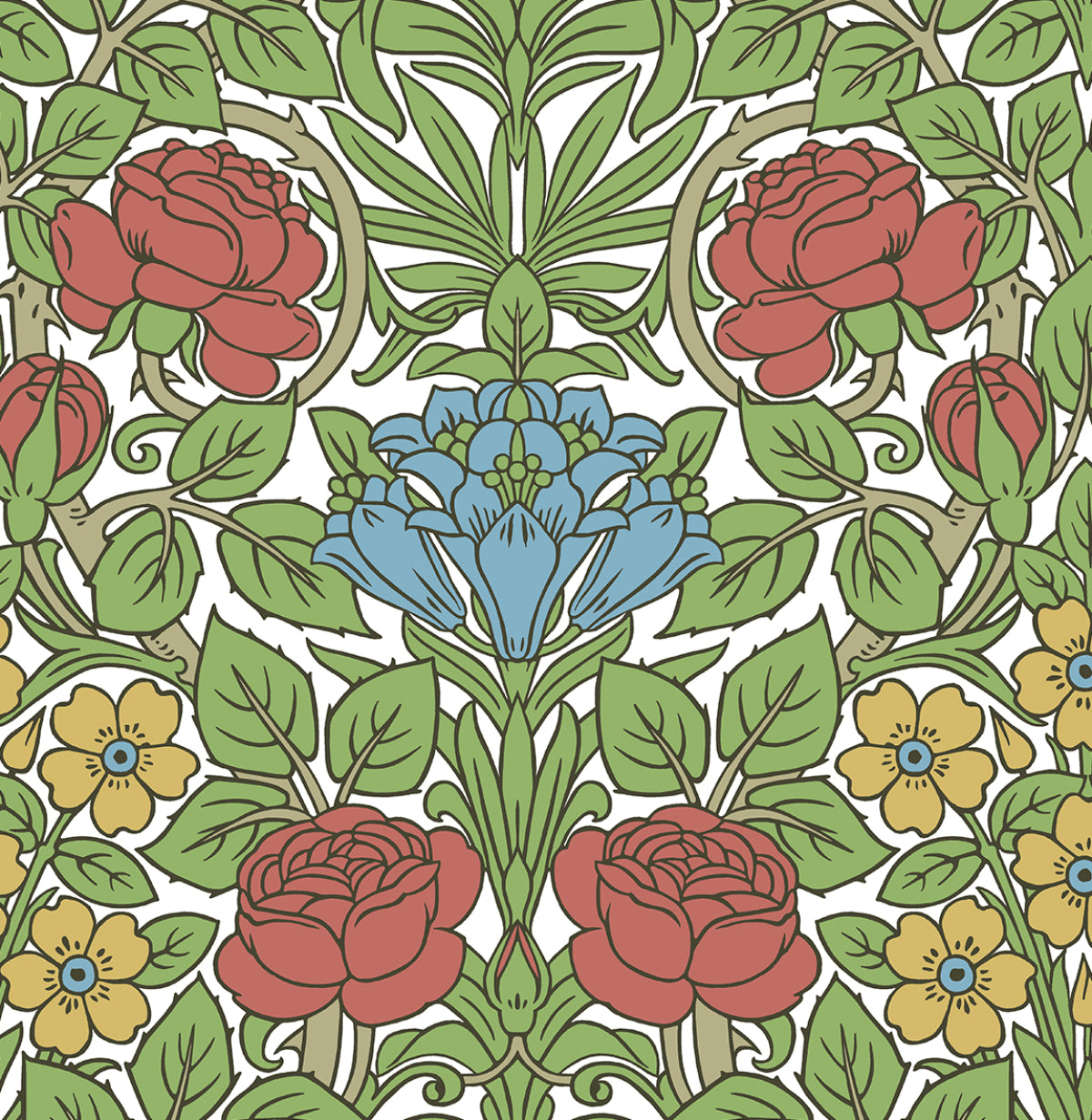 NW49004 NextWall NextWall Peel & Stick Wallpaper Vintage Rose Pale Carmine & Blue Lake