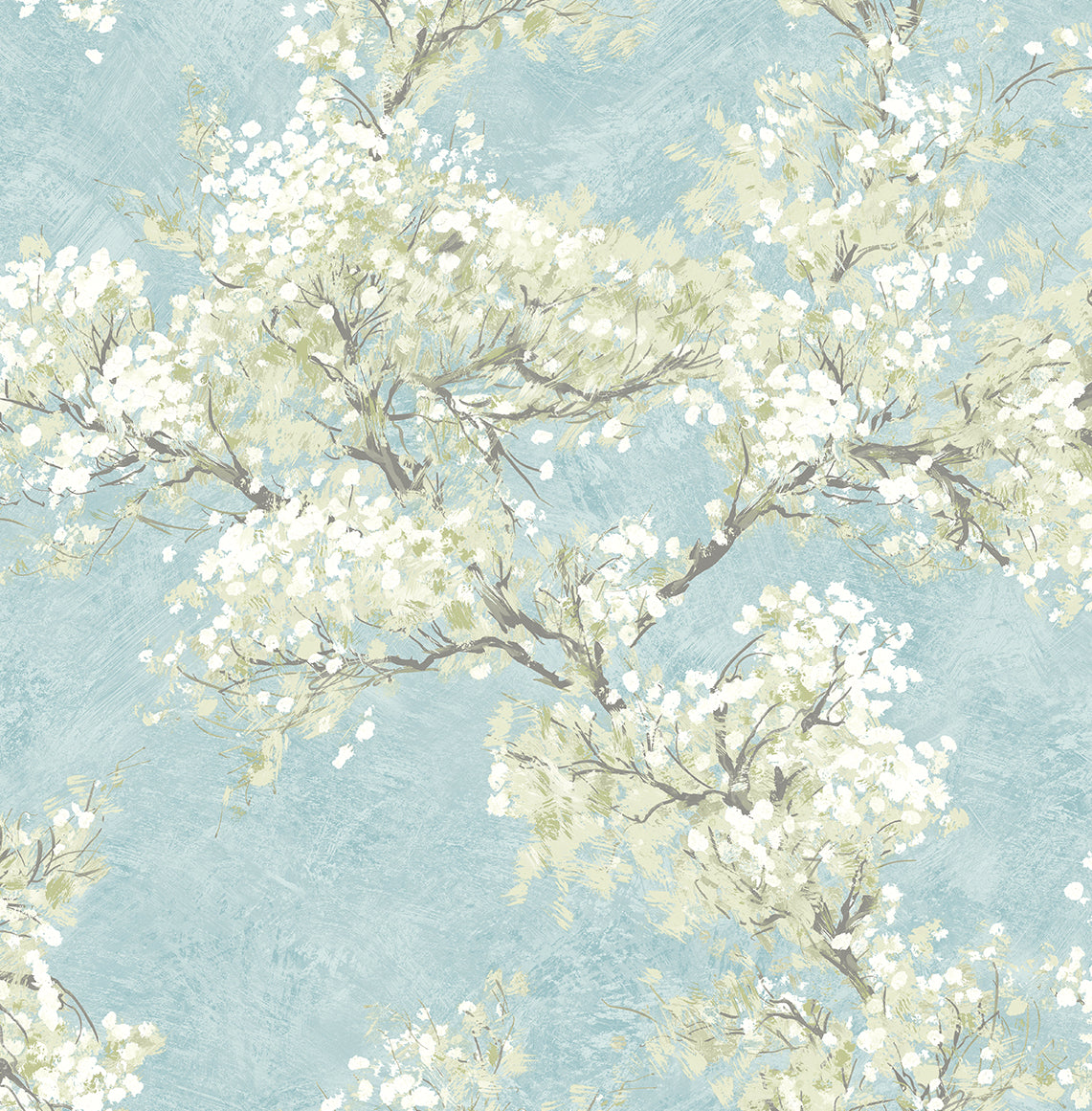 NW50102 NextWall NextWall Peel & Stick Wallpaper Cherry Blossom Grove Blue Mist & Green Tea