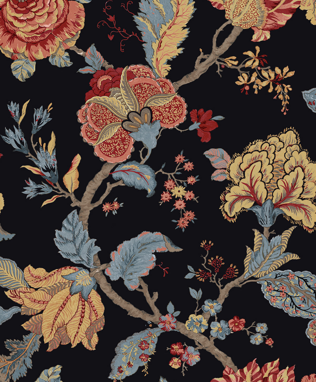 NW50200 NextWall NextWall Peel & Stick Wallpaper Kianna Jacobean Ebony