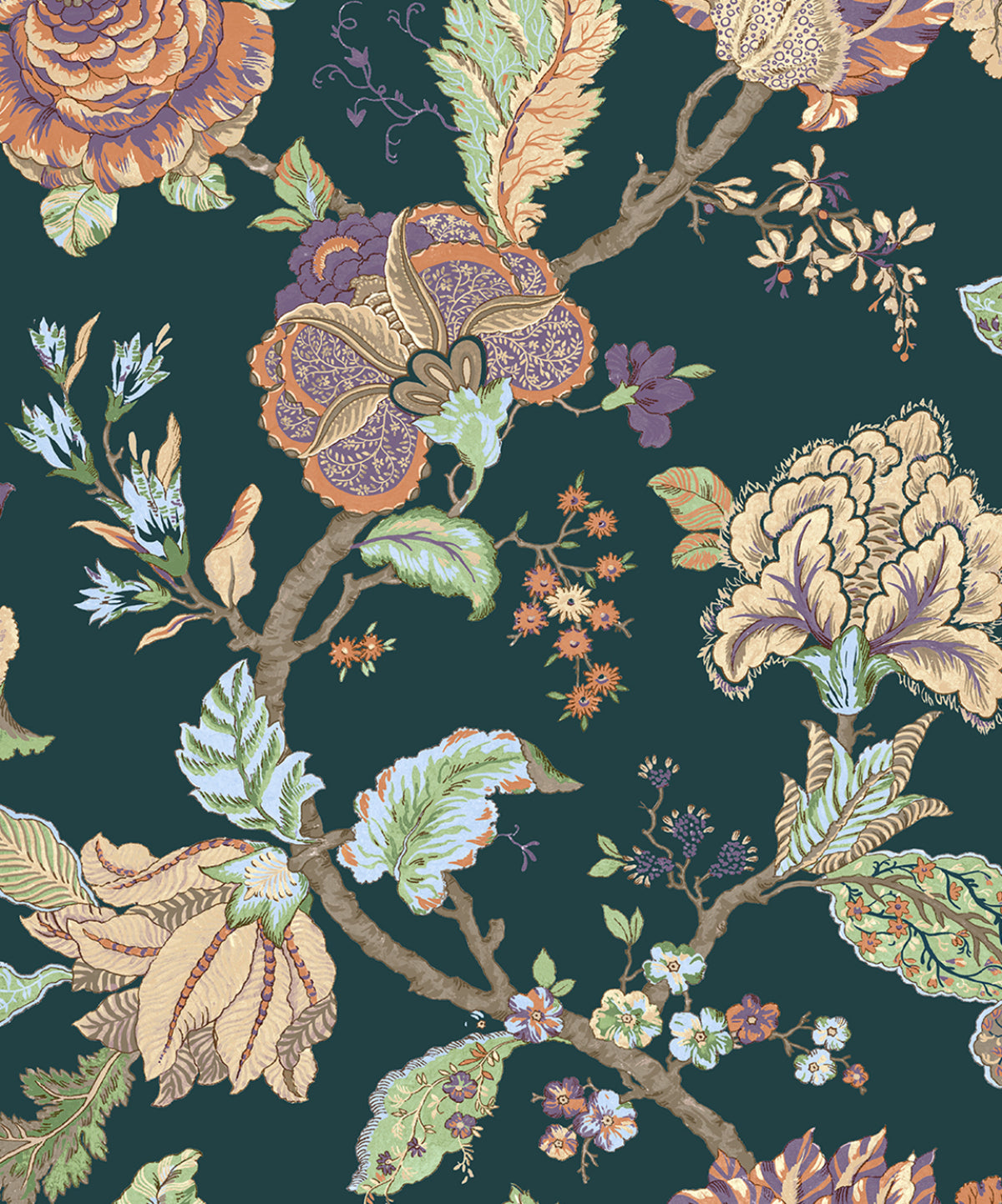 NW50204 NextWall NextWall Peel & Stick Wallpaper Kianna Jacobean Victorian Jade