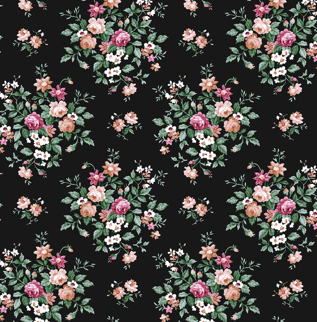 NW50500 NextWall NextWall Peel & Stick Wallpaper Floral Bunches Ebony