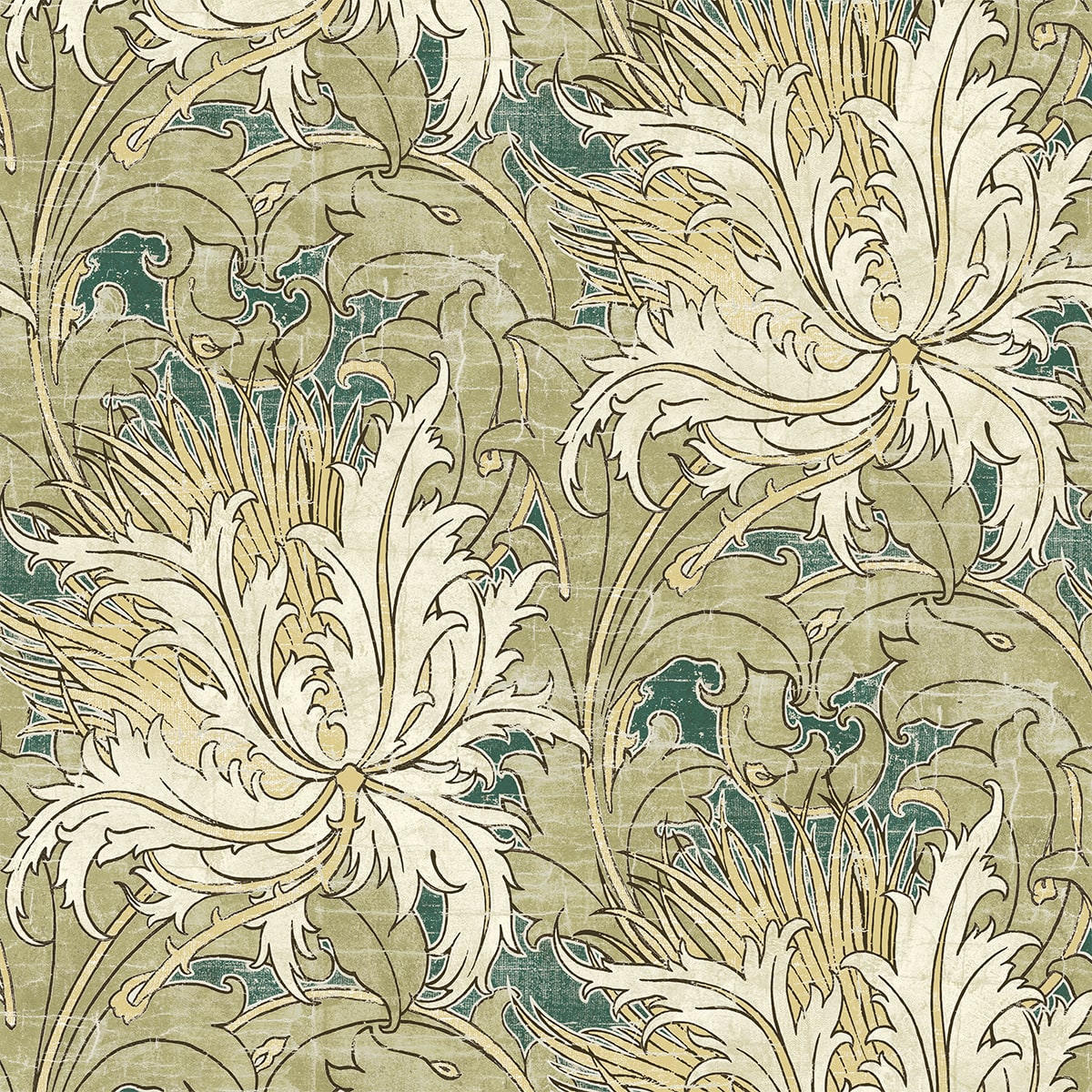 NW50704 NextWall NextWall Peel & Stick Wallpaper Floral Folly Juniper & Parchment