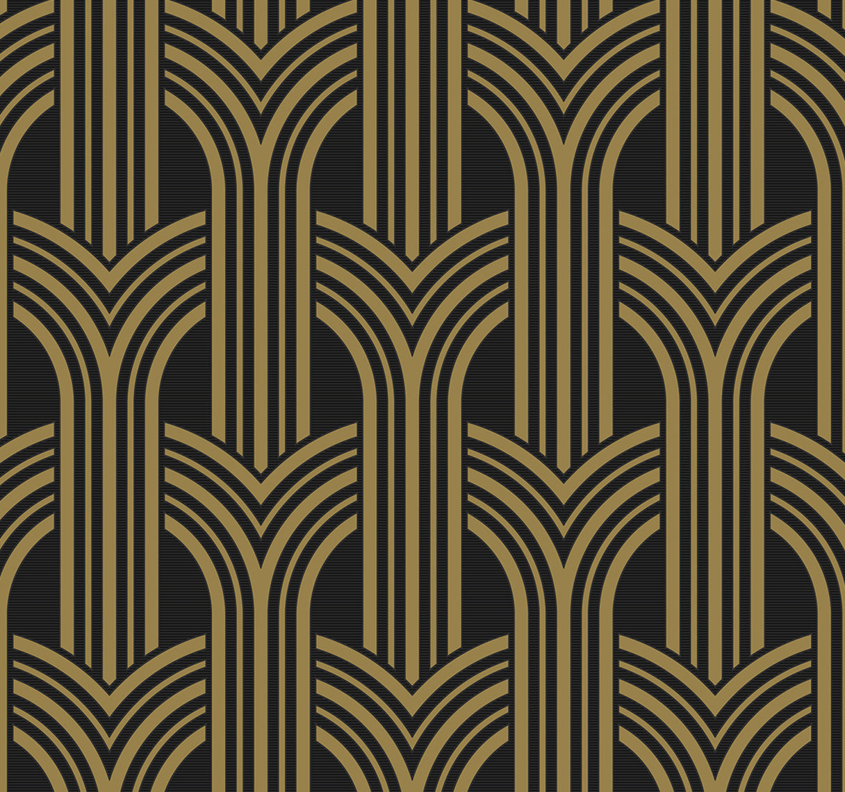 NW50900 NextWall NextWall Peel & Stick Wallpaper Deco Geometric Arches Ebony & Metallic Gold