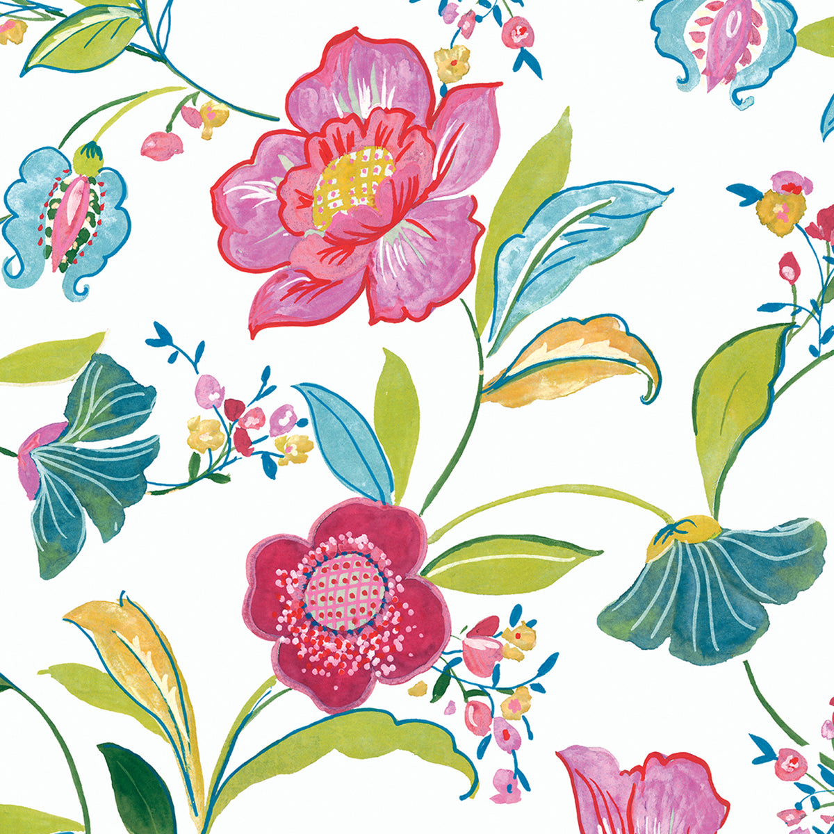 NW52300 NextWall NextWall Peel & Stick Wallpaper Painterly Floral Magenta & Off-White