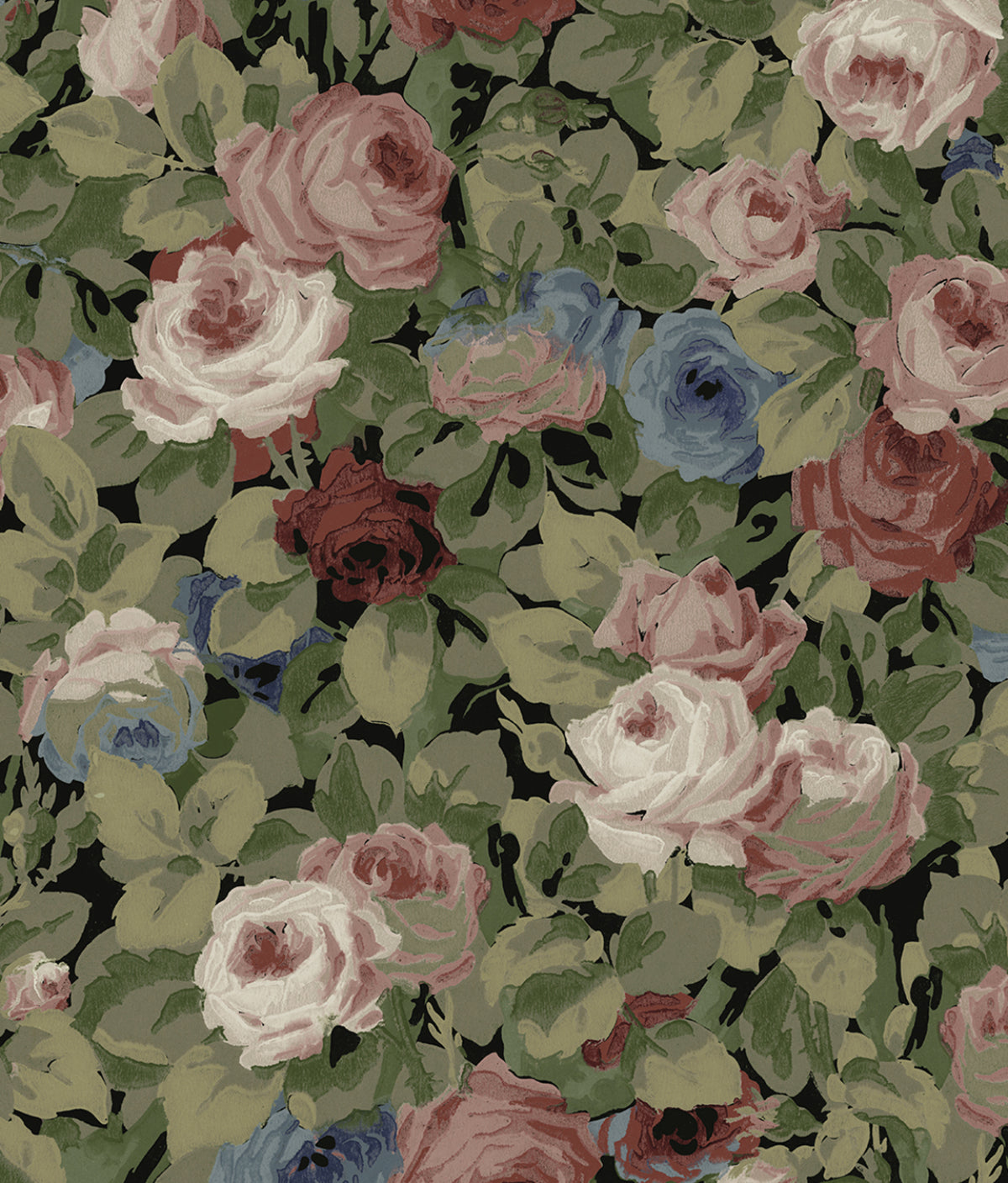 NW52411 NextWall NextWall Peel & Stick Wallpaper Rose Garden Olive and Wine