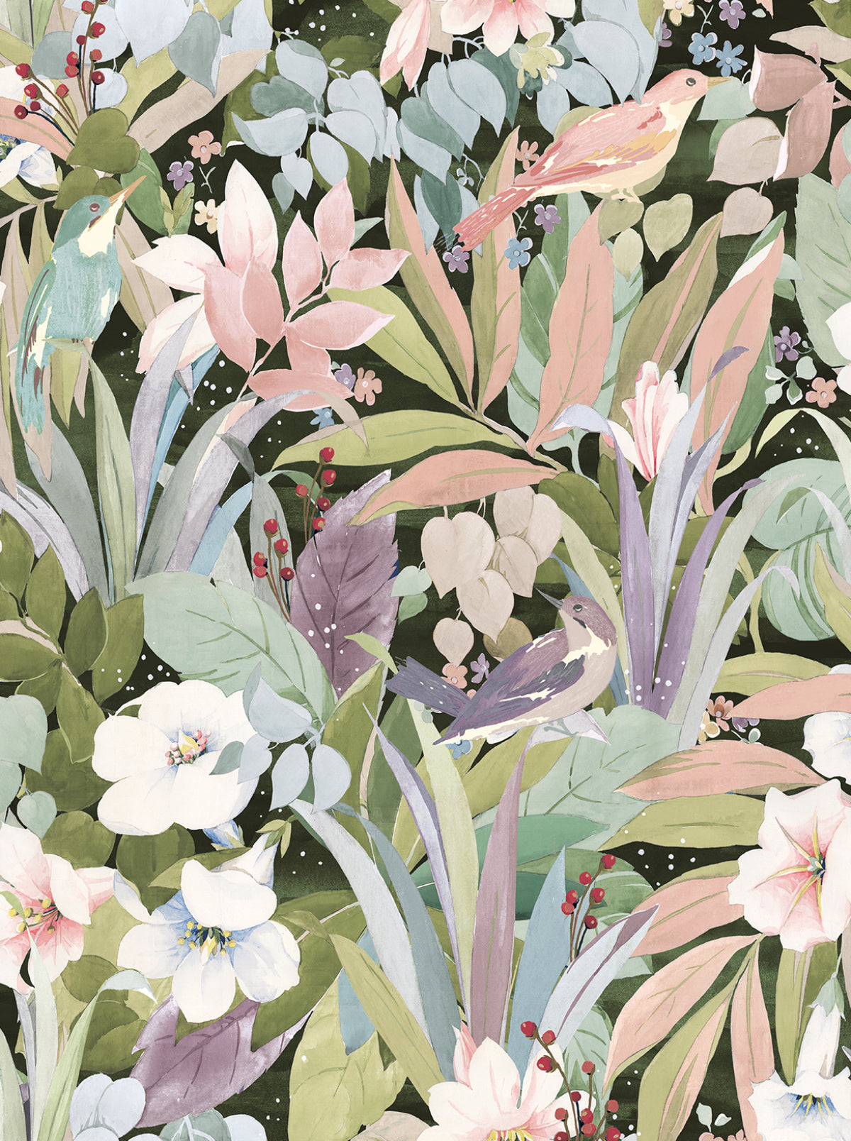 NW52505 NextWall NextWall Peel & Stick Wallpaper Blossoming Birds Forest & Petal Pink