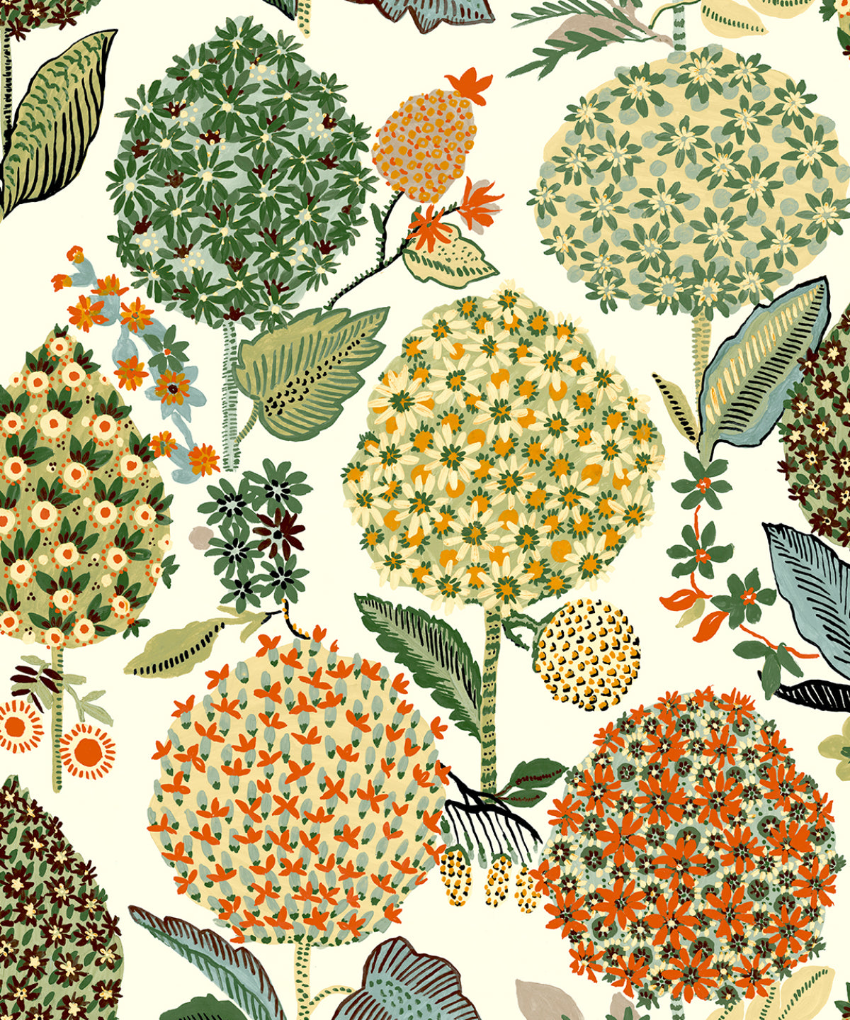 NW52706 NextWall NextWall Peel & Stick Wallpaper Blooming Bulbs Melon & Spruce
