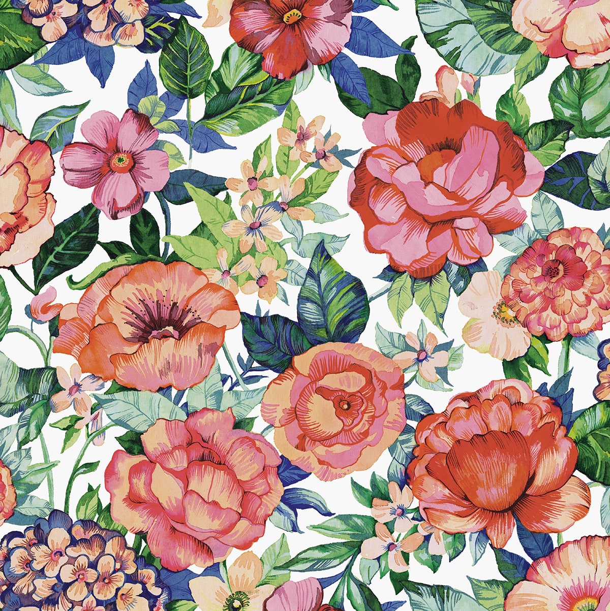 NW52905 NextWall NextWall Peel & Stick Wallpaper Watercolor Floral Garden Spring Blossom