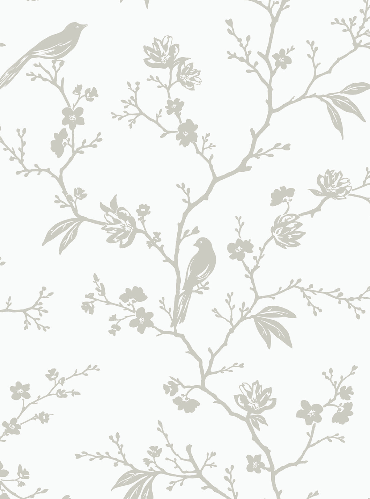 NW53400 NextWall NextWall Peel & Stick Wallpaper Songbird Chinoiserie Nickel