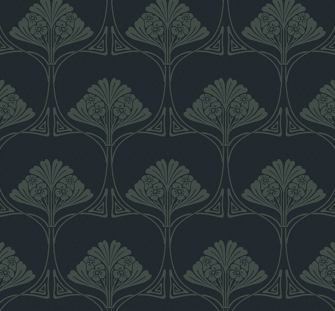 NW54002 NextWall NextWall Peel & Stick Wallpaper Deco Floral Midnight Blue & Juniper