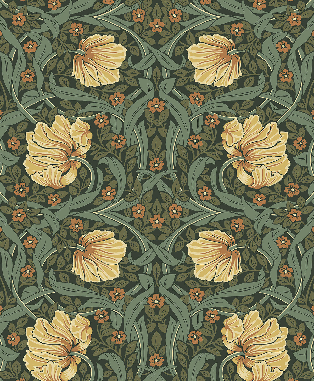 NW54204 NextWall NextWall Peel & Stick Wallpaper Pimpernel Garden Meadow Green & Amber