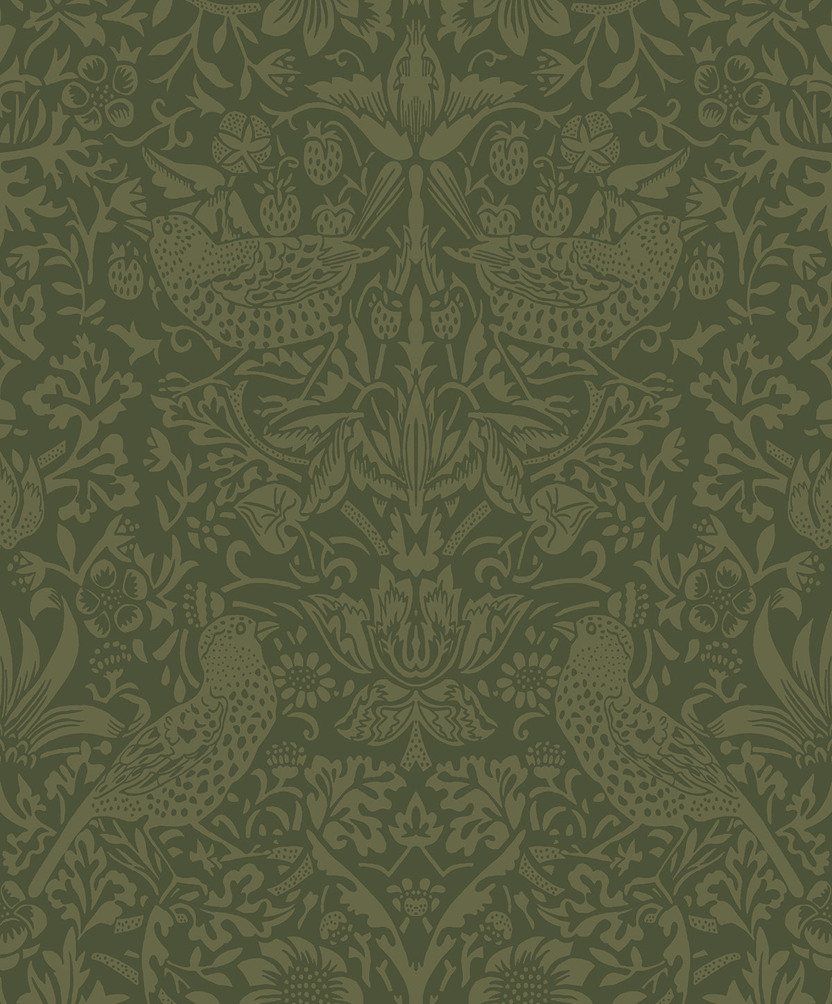 NW54404 NextWall NextWall Peel & Stick Wallpaper Tonal Bird Garden Moss Green