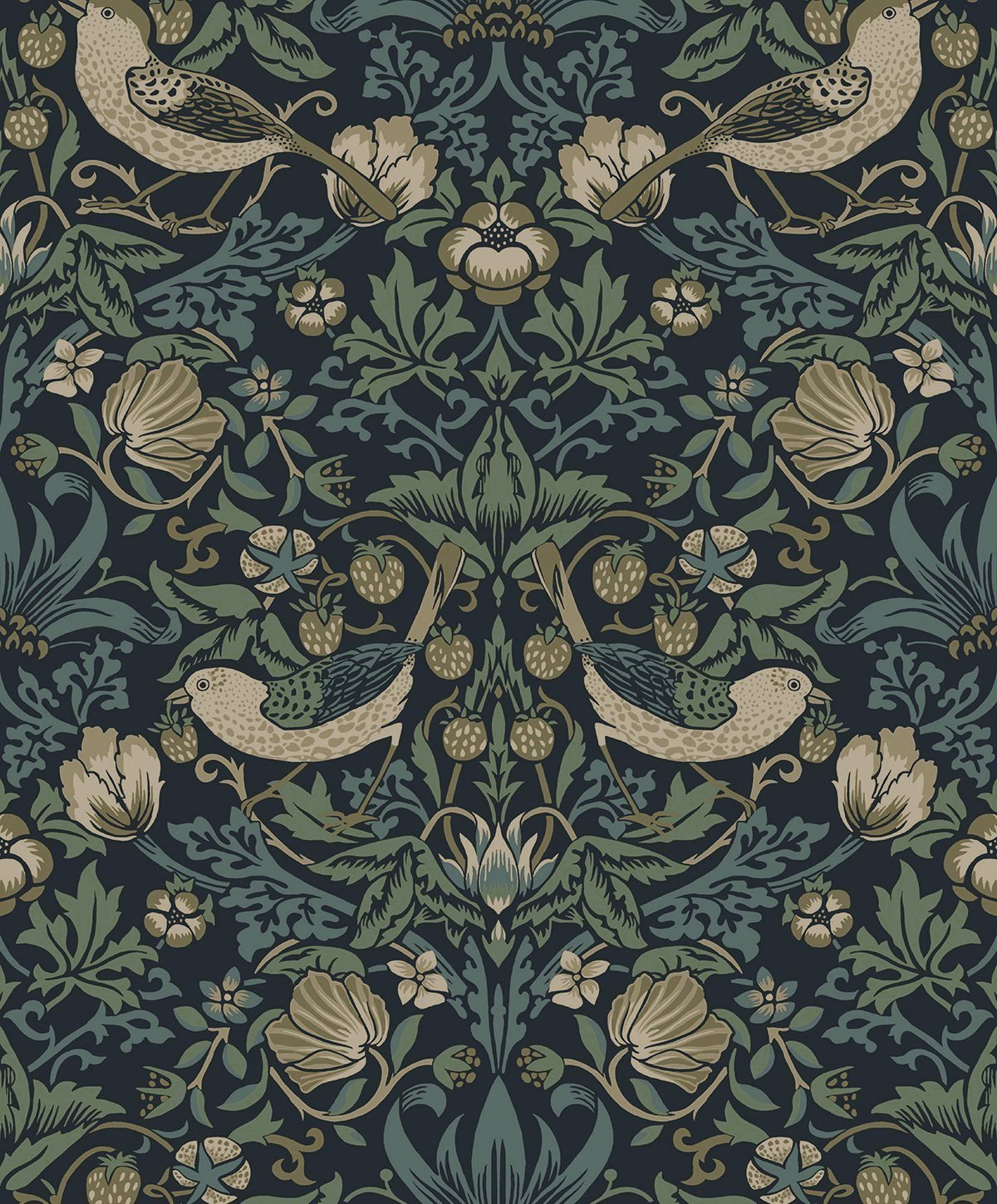 NW55402 NextWall NextWall Peel & Stick Wallpaper Strawberry Garden Blue