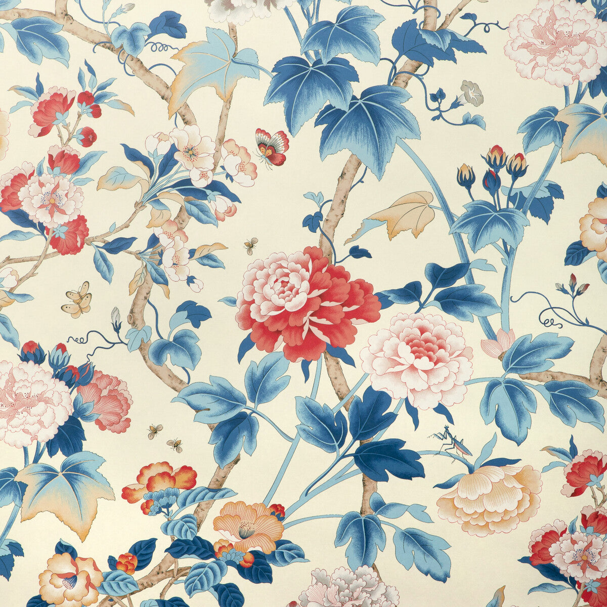 P2023128-195 GARDENIA PAPER BLUE/RED LEE JOFA Wallpaper