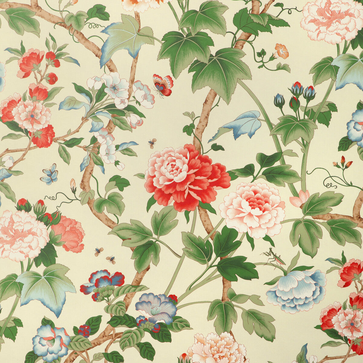 P2023128-319 GARDENIA PAPER RED/GREEN LEE JOFA Wallpaper
