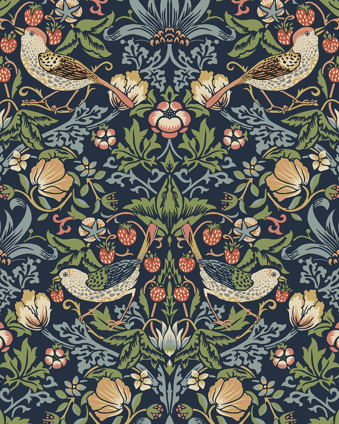 PR10102 Seabrook Designs Prepasted Online Wallpaper Fragaria Garden Prepasted Midnight Blue