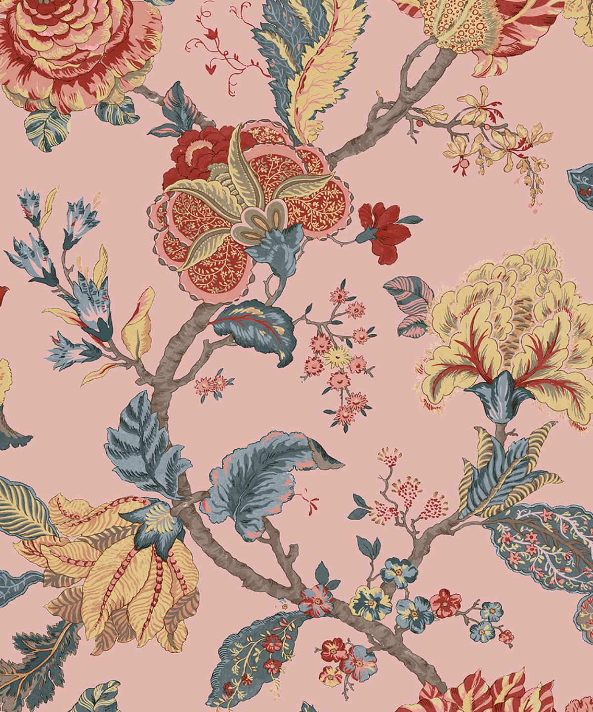 PR12501 Seabrook Designs Prepasted Online Wallpaper Lana Jacobean Blush