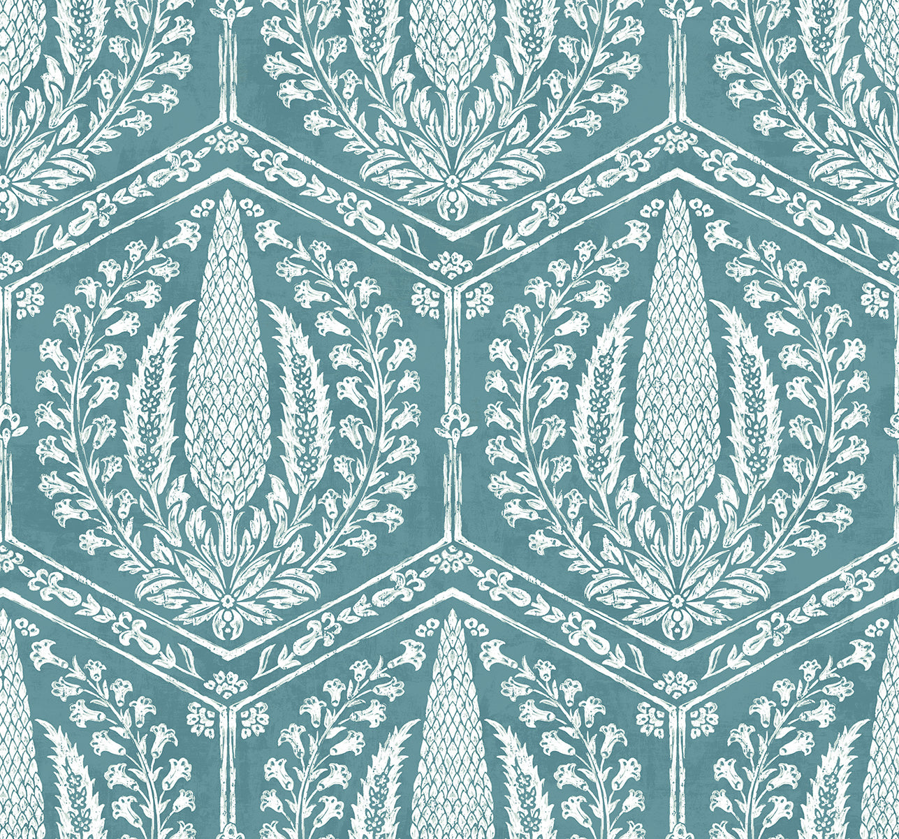 SC21402 Seabrook Designs Summer House Wallpaper Cyrus Harvest Mediterranean Blue