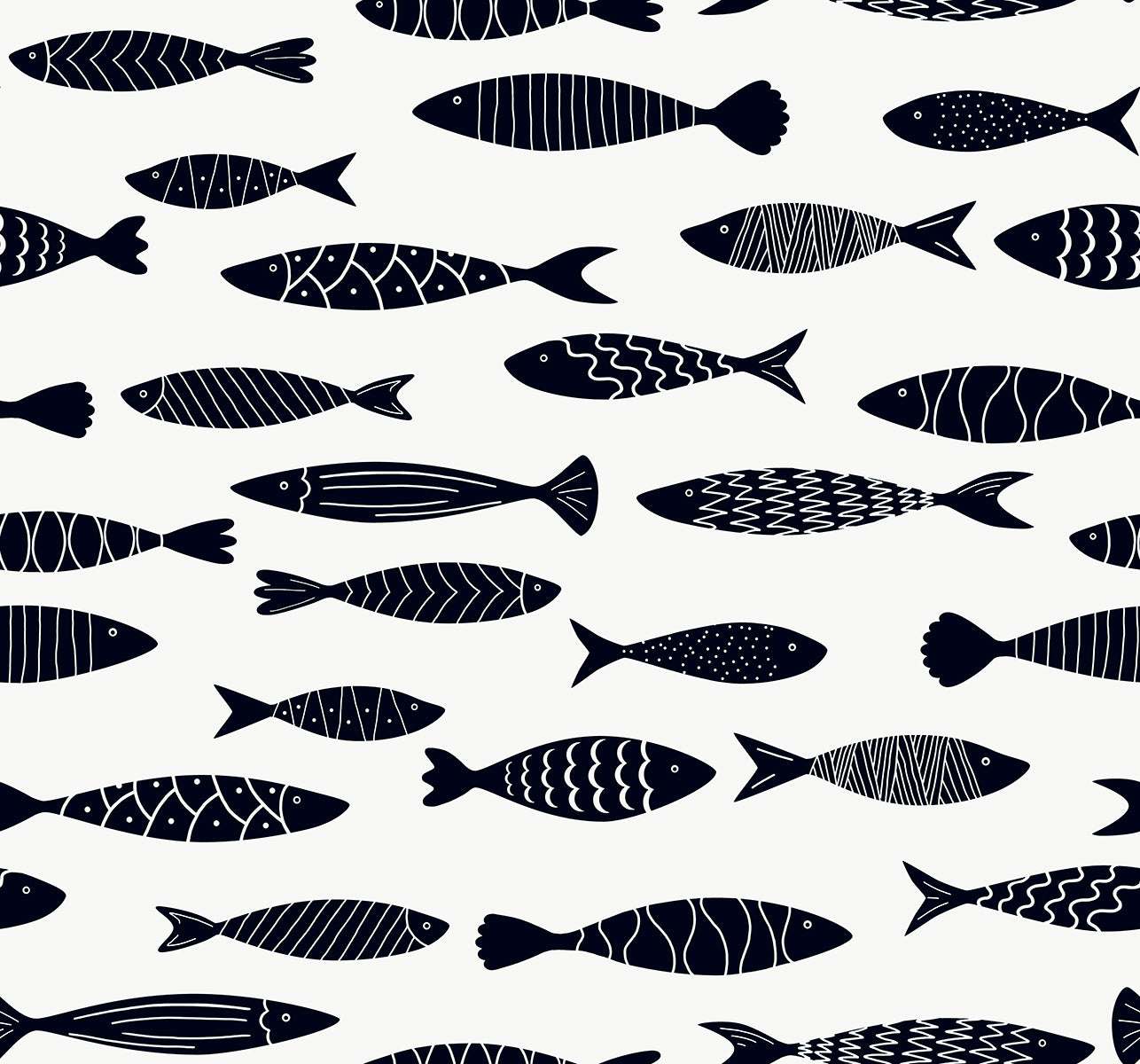 SC21500 Seabrook Designs Summer House Wallpaper Bay Fish Black and White