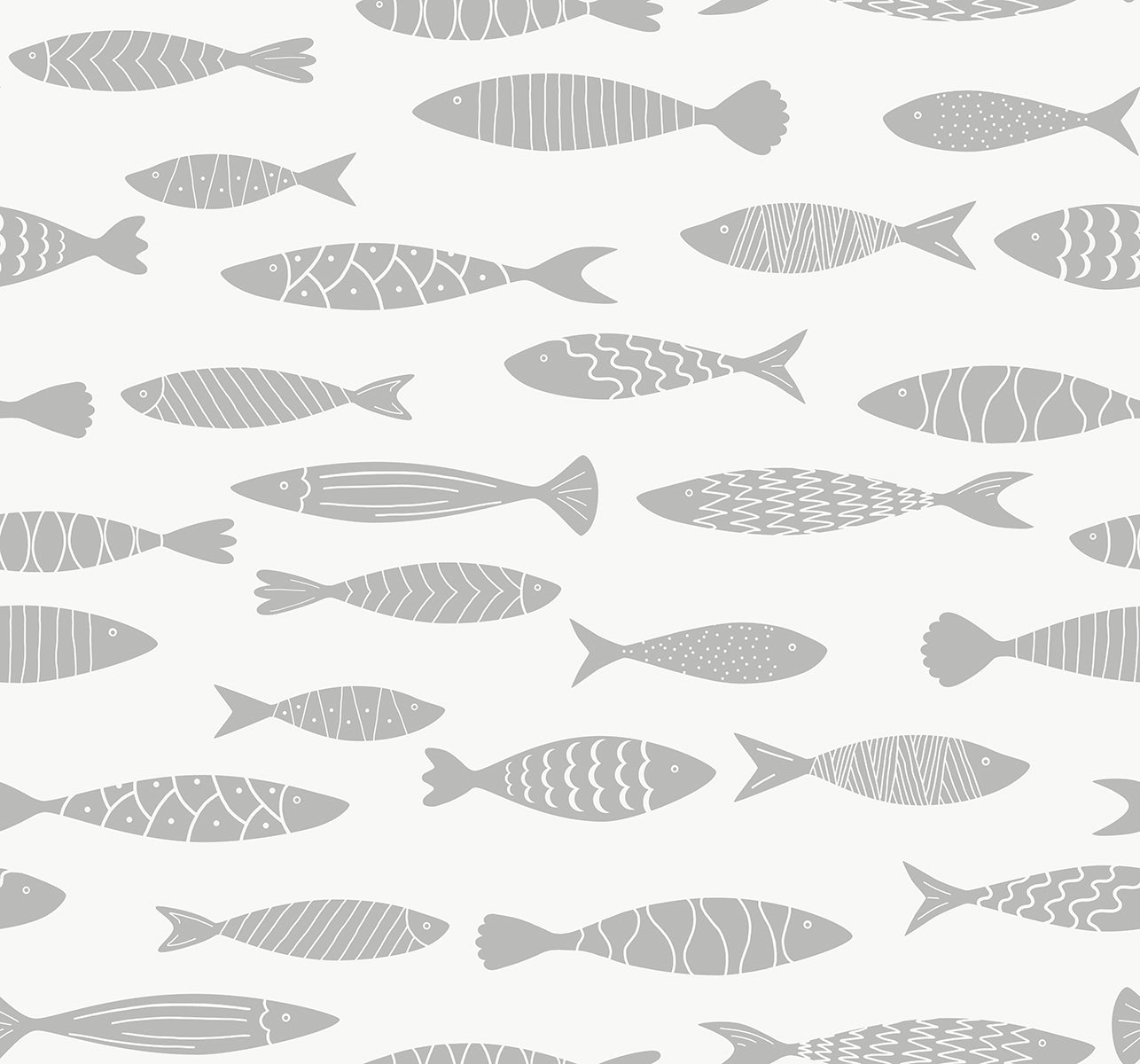 SC21508 Seabrook Designs Summer House Wallpaper Bay Fish Silver Sea