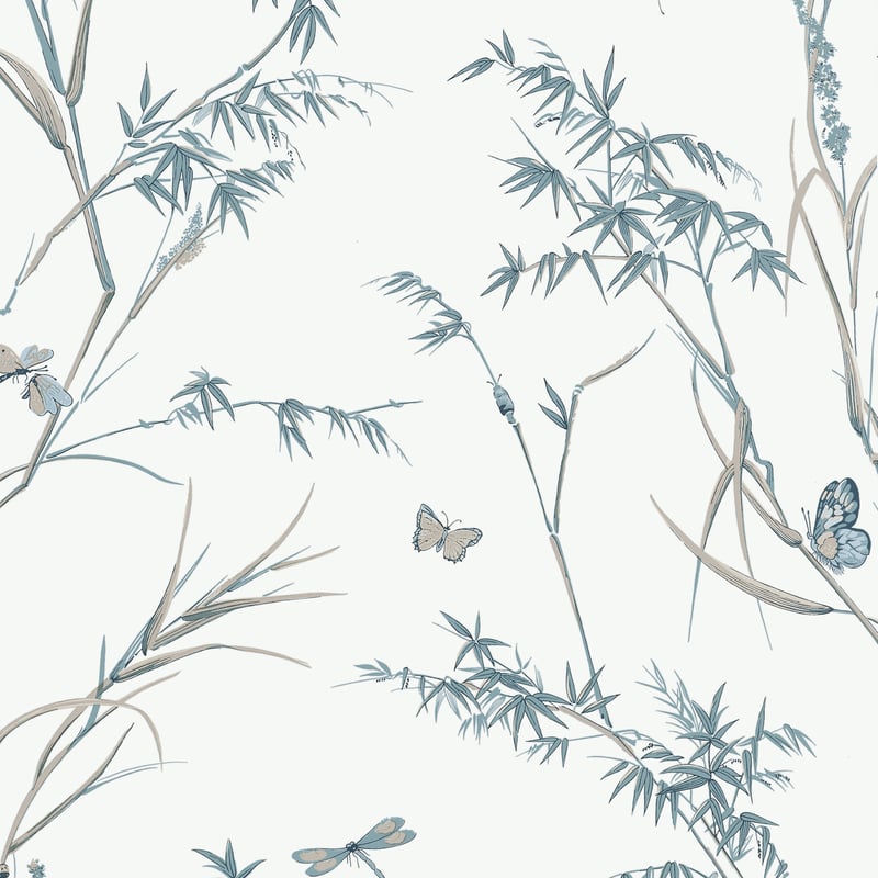 T10529 Thibaut Cream and Aqua Wallpaper