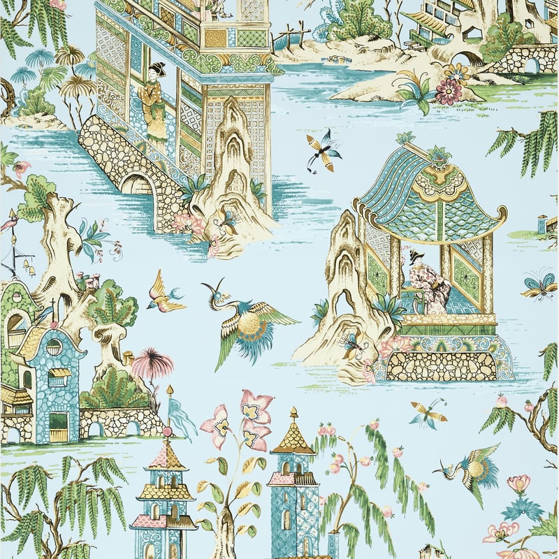 T13615 Thibaut Spa Blue Wallpaper