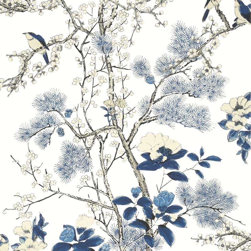 T13619 Thibaut Blue and White Wallpaper