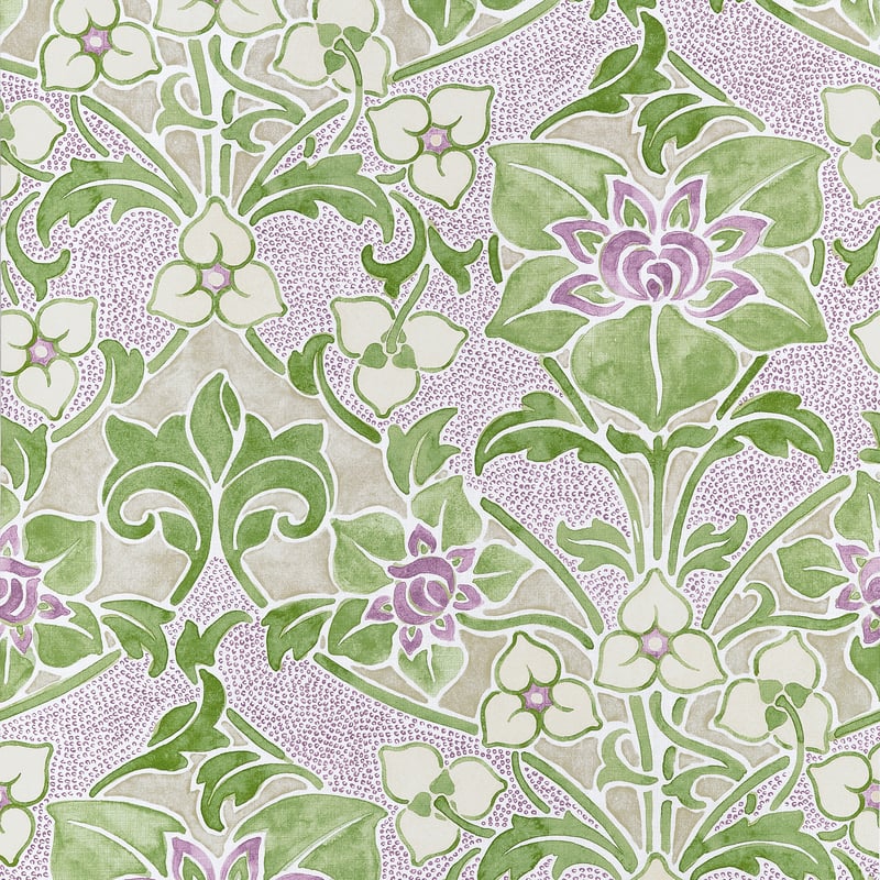 T14603 Thibaut Lilac and Green Wallpaper
