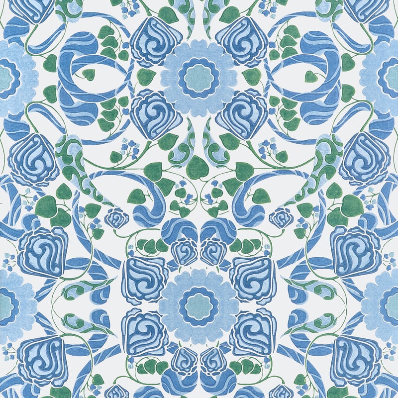 T14644 Thibaut Blue and Green Wallpaper