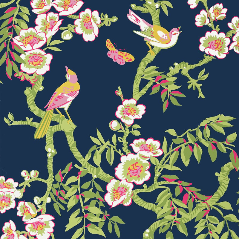 T20846 Thibaut Navy and Pink Wallpaper
