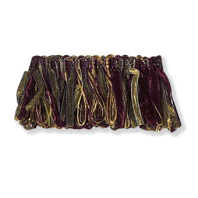 T30214-10 RIBBON LOOP FRINGE AUBERGINE KRAVET COUTURE TRIM