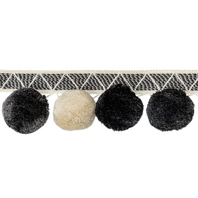 T30804-81 PHUKET POMS IVORY/NOIR KRAVET COUTURE TRIM
