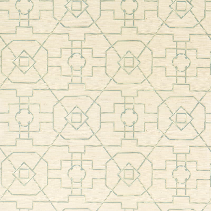 T41152 Thibaut Cream and Aqua Wallpaper