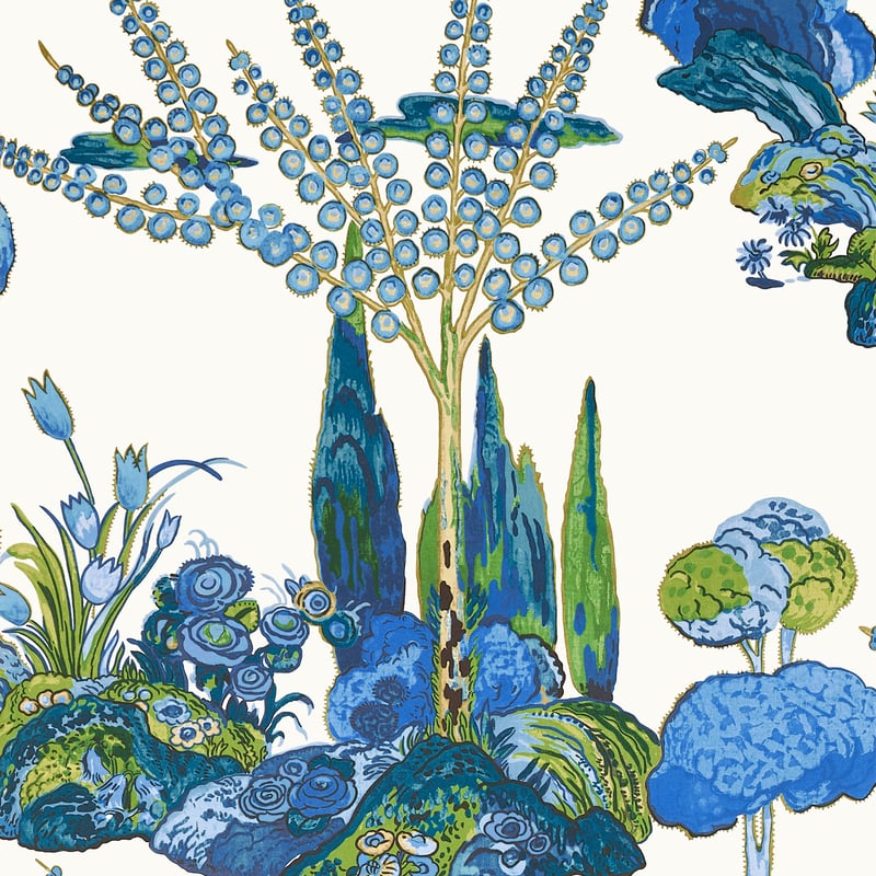 T45028 Thibaut Blue and Green Wallpaper