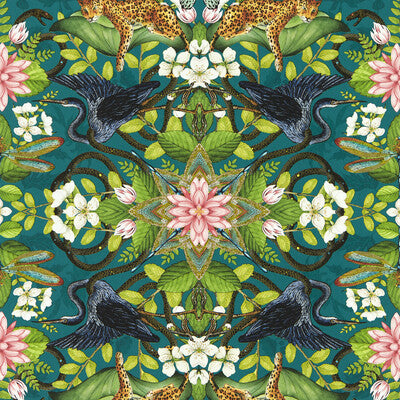 W0136/03-CAC WONDERLUST WP TEAL CLARKE AND CLARKE Wallpaper