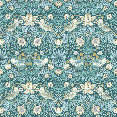 W0171/06-CAC STRAWBERRY THIEF TEAL WP CLARKE AND CLARKE Wallpaper